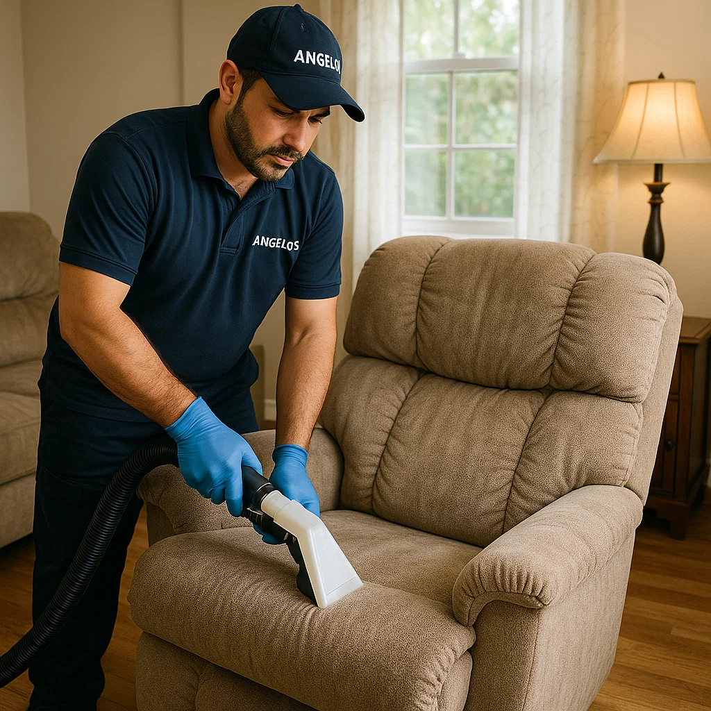 Angelo's Hard Floor & Duct Cleaning precise recliner upholstery cleaning