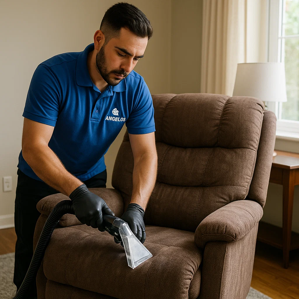 Angelo's Hard Floor & Duct Cleaning recliner arm and headrest cleaning