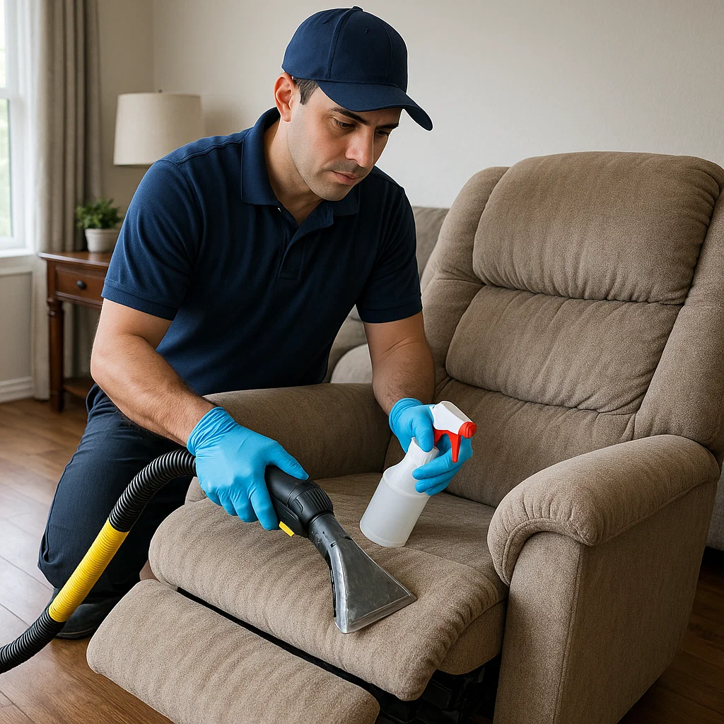 Angelo's Hard Floor & Duct Cleaning quality recliner upholstery cleaning