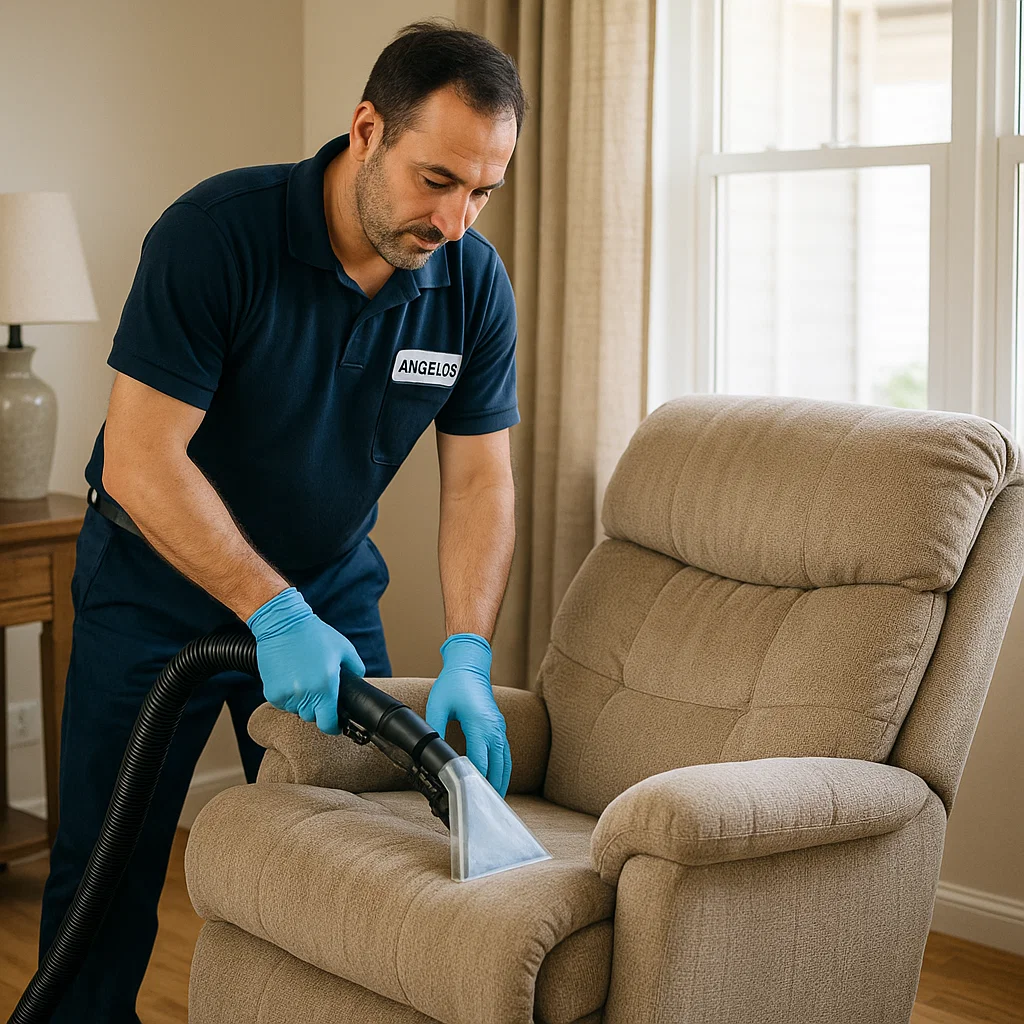 Angelo's Hard Floor & Duct Cleaning premium care for recliner upholstery