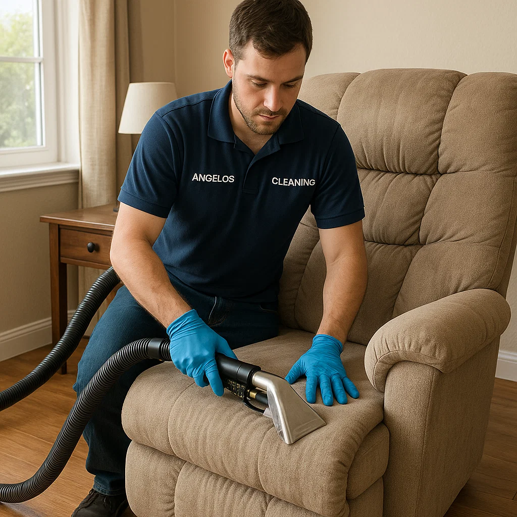 Angelo's Hard Floor & Duct Cleaning efficient recliner upholstery cleaning