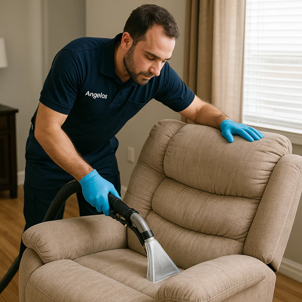 Angelo's Hard Floor & Duct Cleaning soft touch recliner fabric cleaning