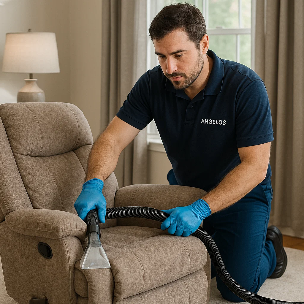 Angelo's Hard Floor & Duct Cleaning careful recliner cleaning for delicate fabrics