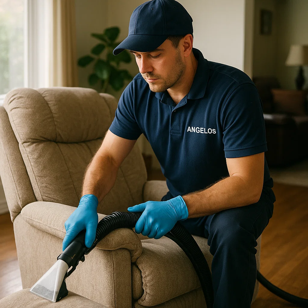 Angelo's Hard Floor & Duct Cleaning fresh look recliner upholstery cleaning