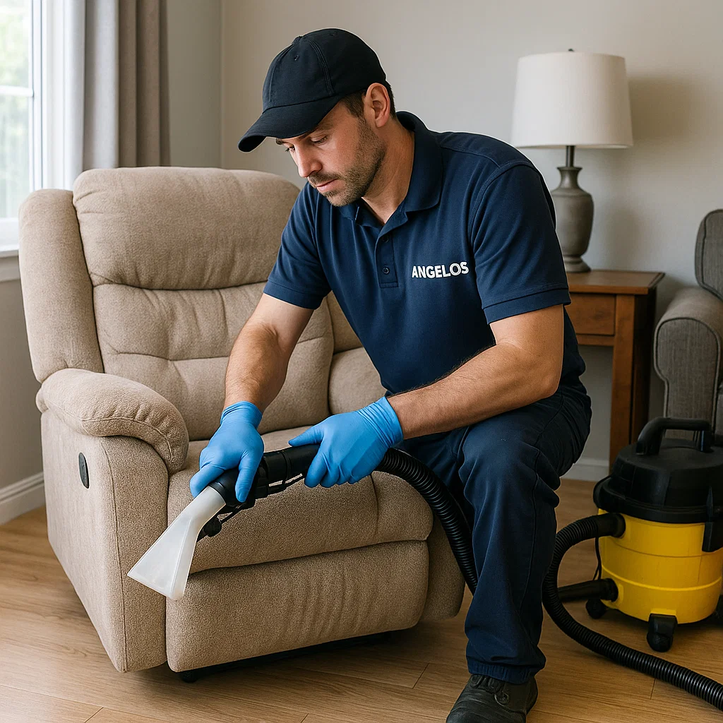 Angelo's Hard Floor & Duct Cleaning tailored recliner upholstery cleaning