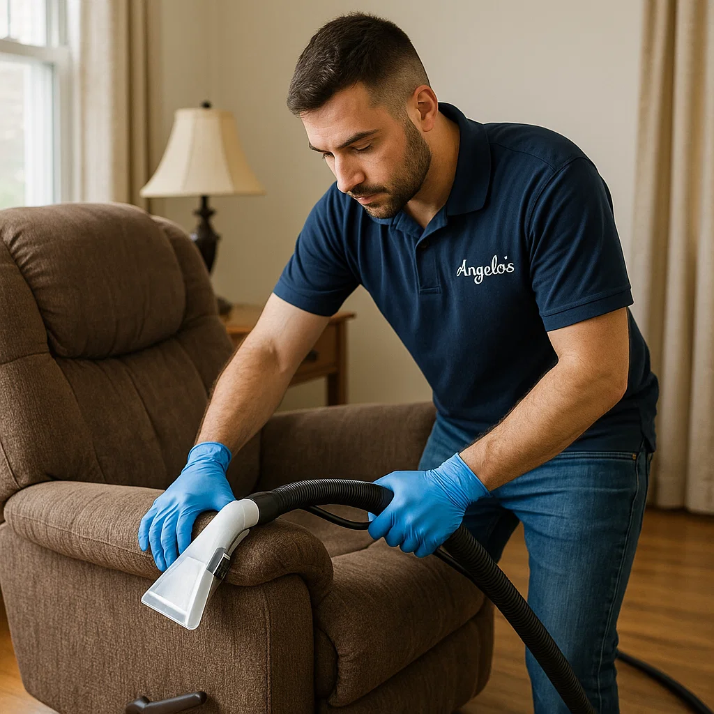 Angelo's Hard Floor & Duct Cleaning spotless finish recliner cleaning
