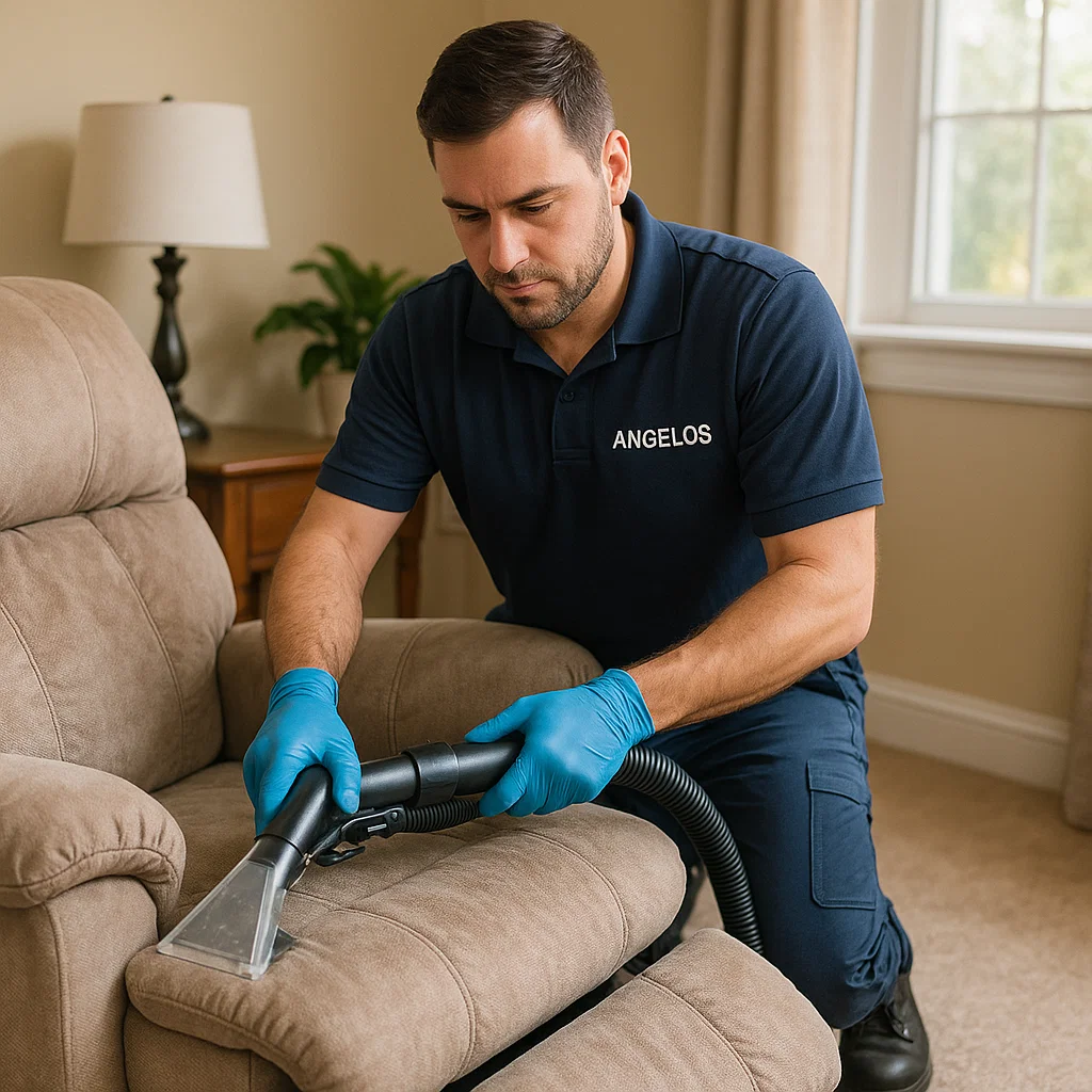 Angelo's Hard Floor & Duct Cleaning eco conscious recliner upholstery cleaning
