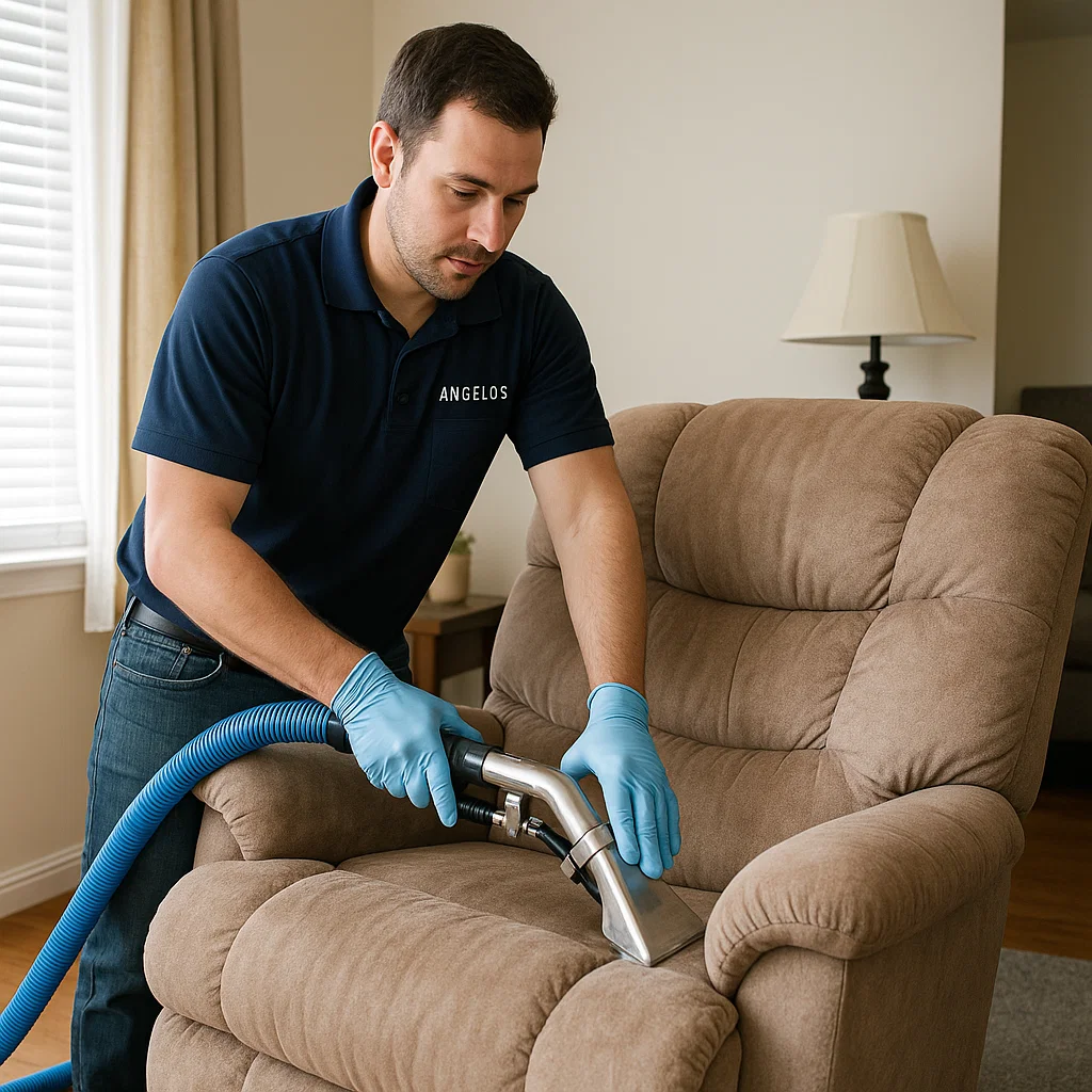 Angelo's Hard Floor & Duct Cleaning gentle care recliner upholstery cleaning
