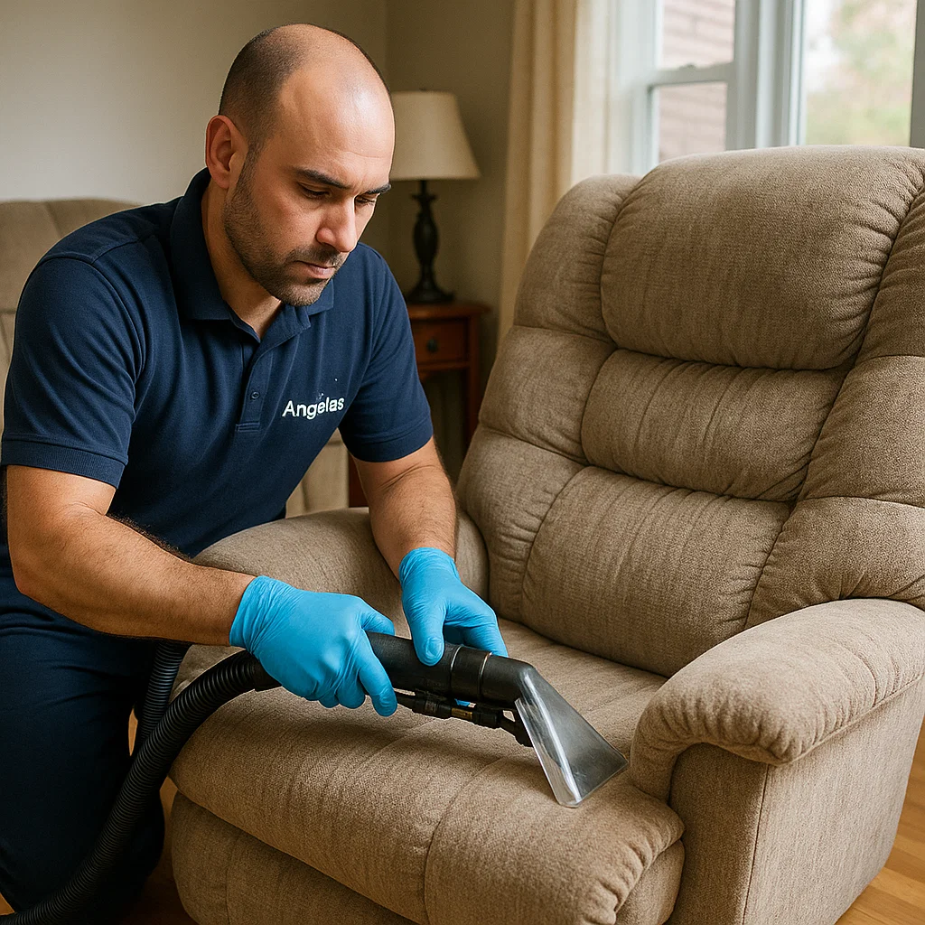 Angelo's Hard Floor & Duct Cleaning professional care for recliner fabric