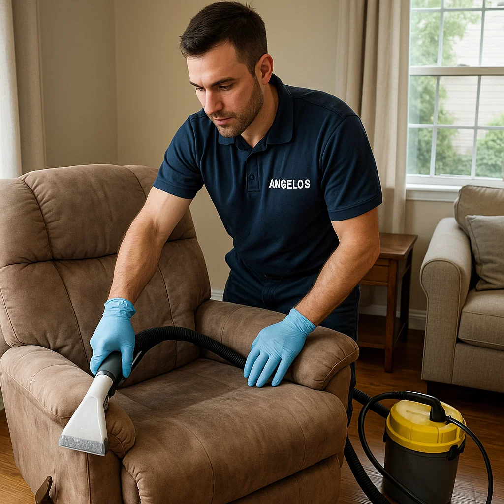 Angelo's Hard Floor & Duct Cleaning freshened recliner upholstery cleaning