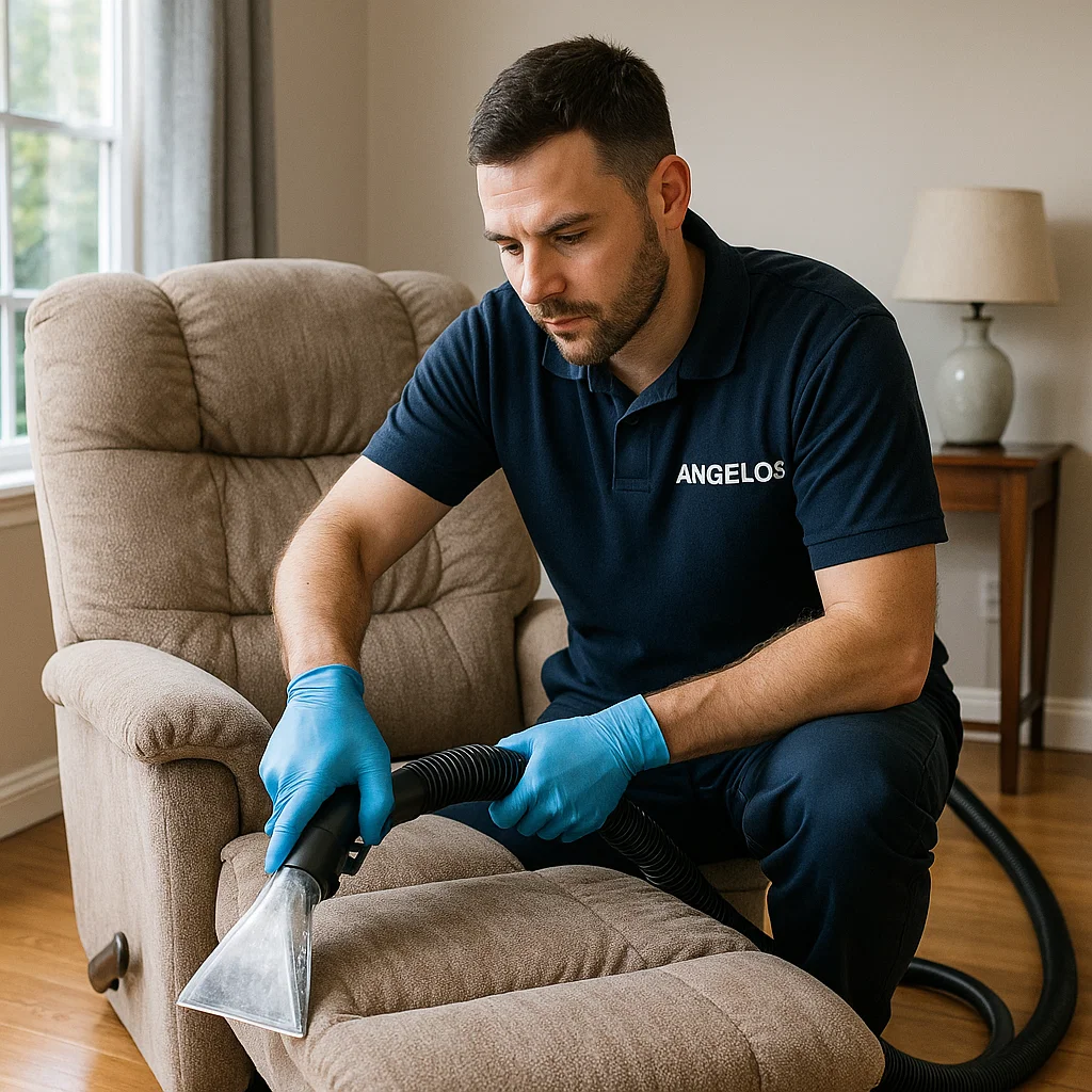 Angelo's Hard Floor & Duct Cleaning expert attention to recliner cleaning