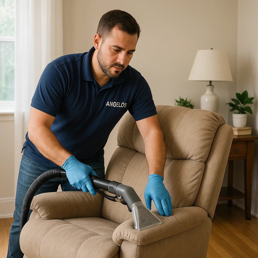 Angelo's Hard Floor & Duct Cleaning trusted upholstery team recliner cleaning