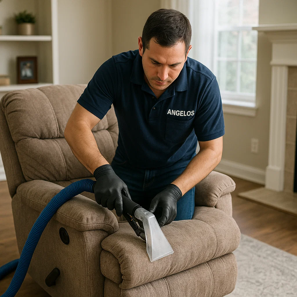 Angelo's Hard Floor & Duct Cleaning attentive cleaning for recliner upholstery