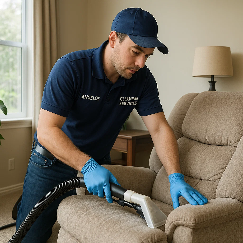 Angelo's Hard Floor & Duct Cleaning quality results recliner upholstery cleaning