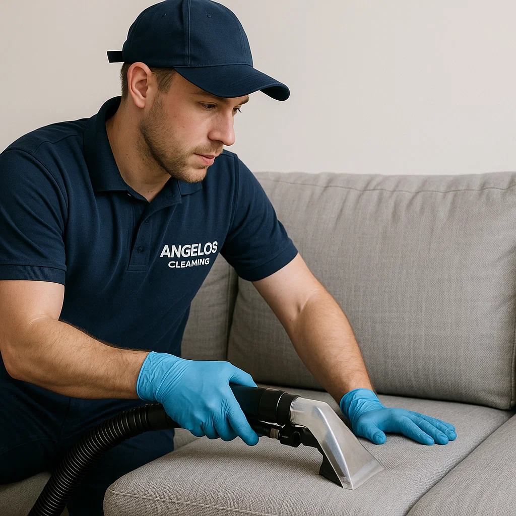 Before & after sofa cleaning — microfiber restored