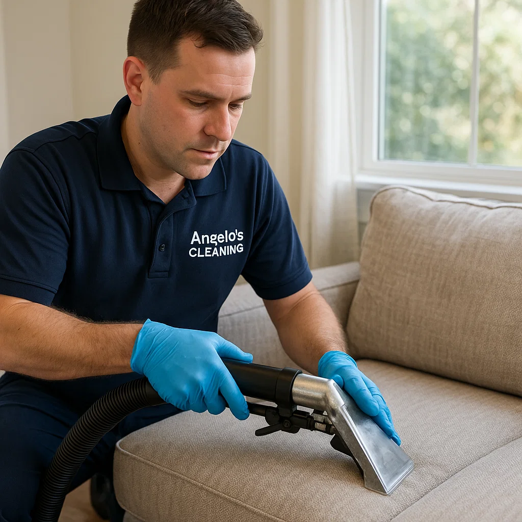 Sofa cleaning service — neutral-pH rinse protects color