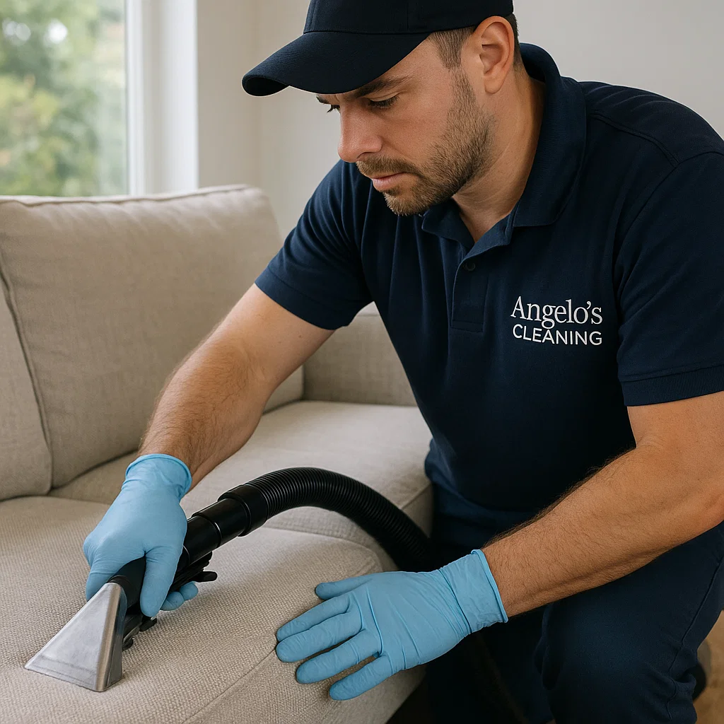 Professional sofa cleaning — enzyme dwell and rinse extraction