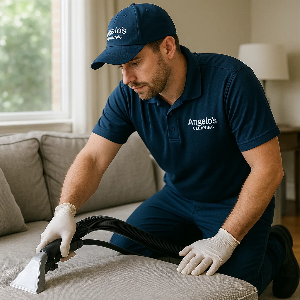 Sofa upholstery cleaning — fibers softened
