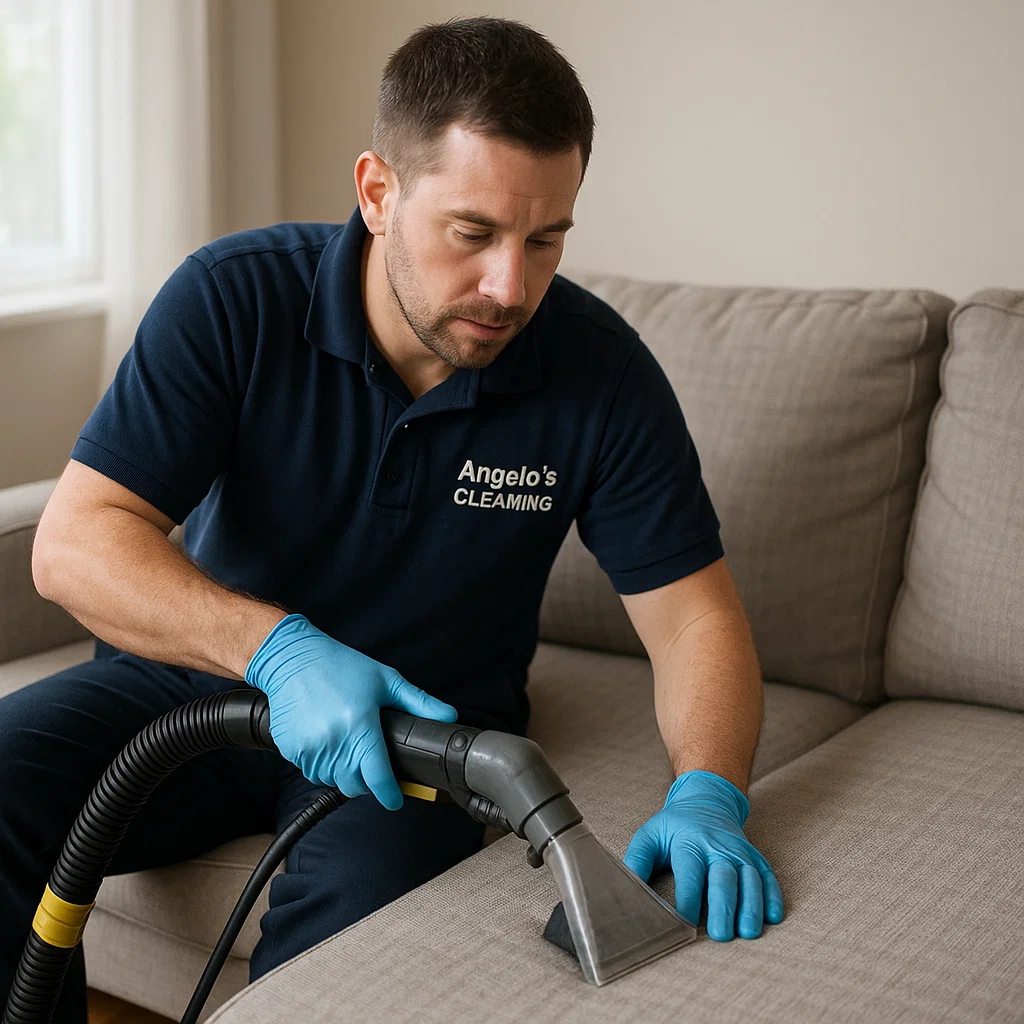 Professional sofa cleaning — targeted pre-conditioning step