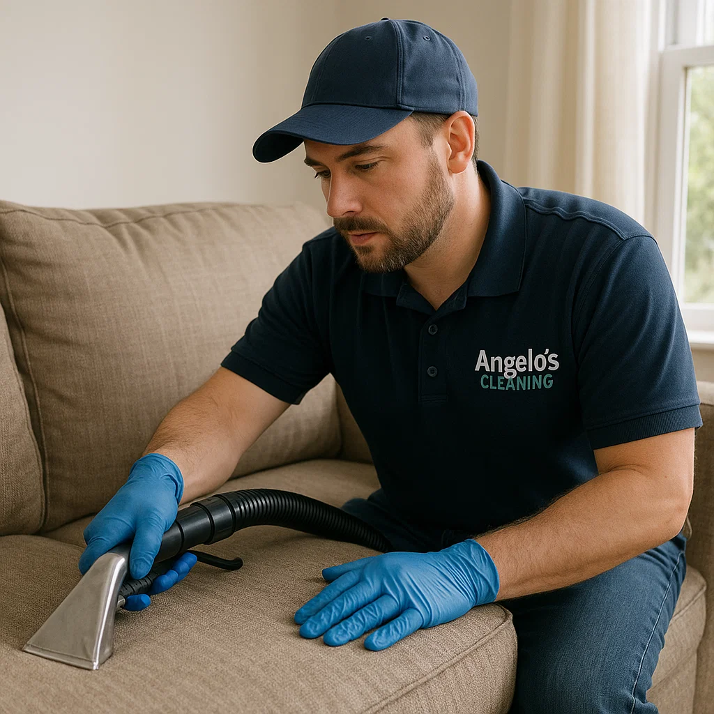 Before & after sofa cleaning — microfiber pile reset