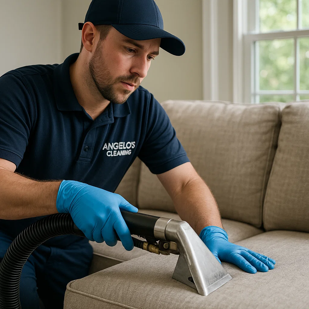 Professional sofa cleaning — precision tools for tight seams