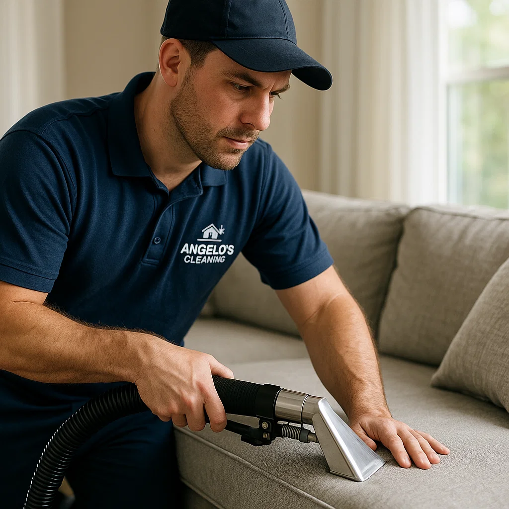 Professional sofa cleaning — nozzle control prevents overwet