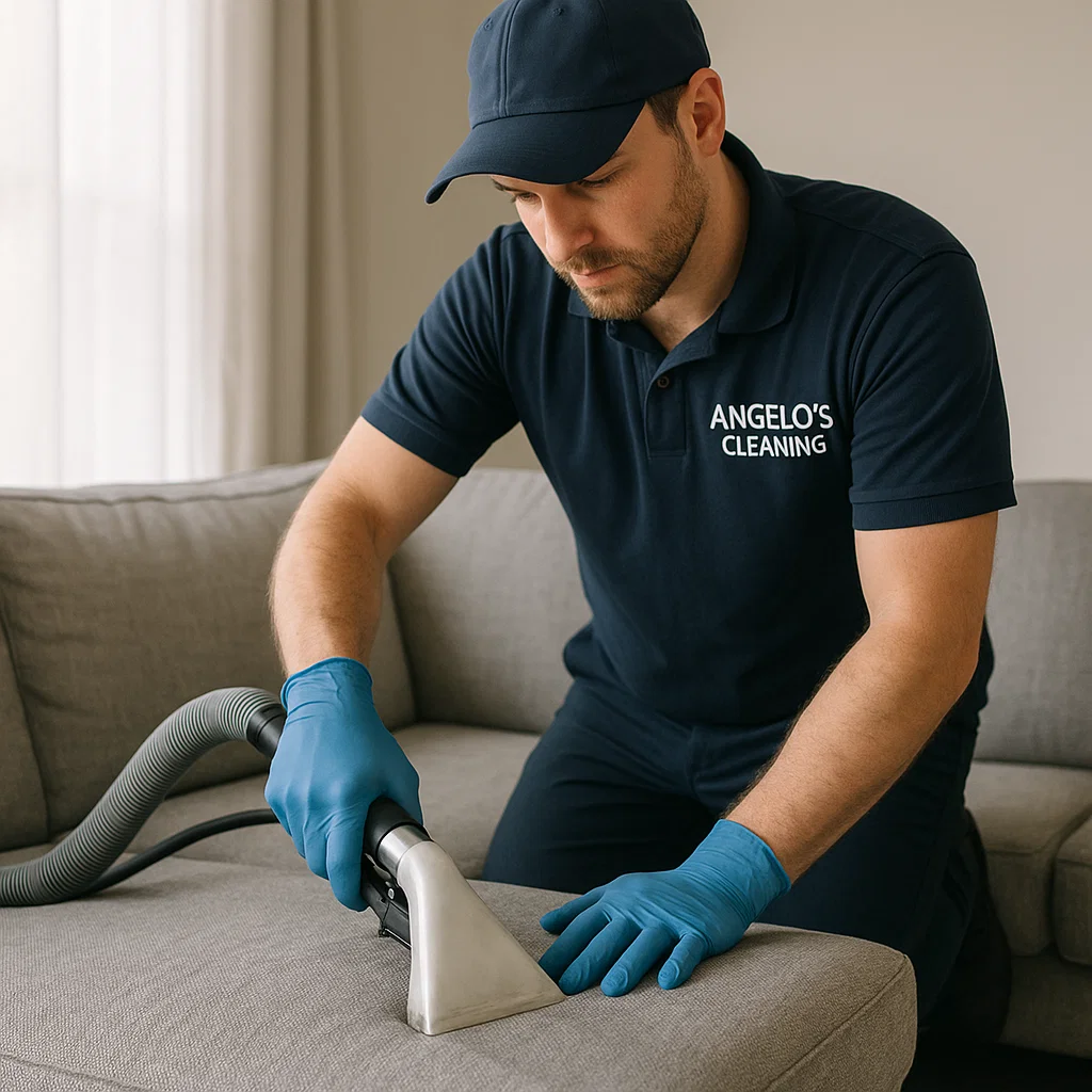 Before & after sofa cleaning — hidden creases degreased