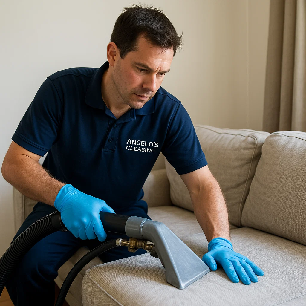 Before & after sofa cleaning — family sofa refreshed for use