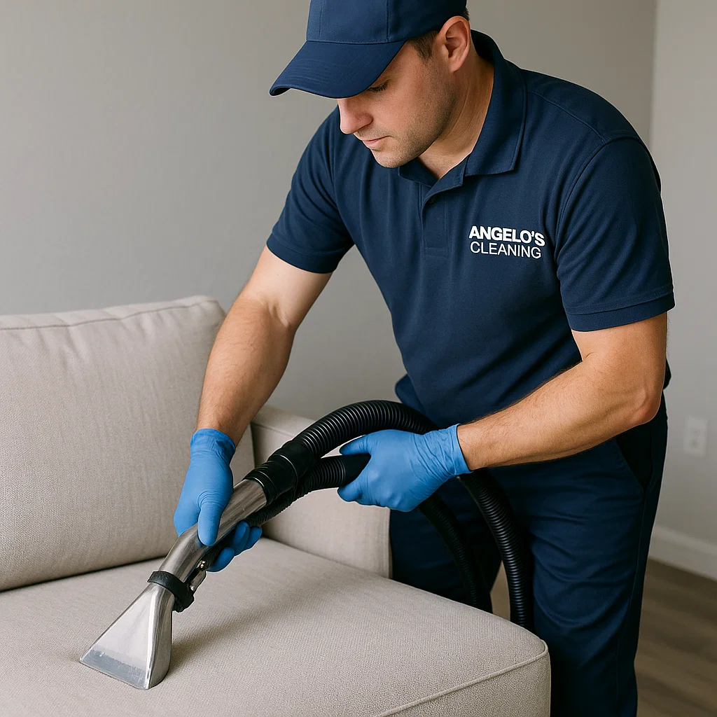 Before & after sofa cleaning — spill map fully corrected