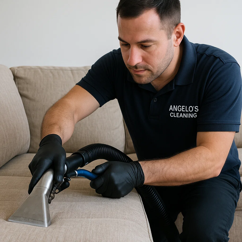 Professional sofa cleaning — careful dwell