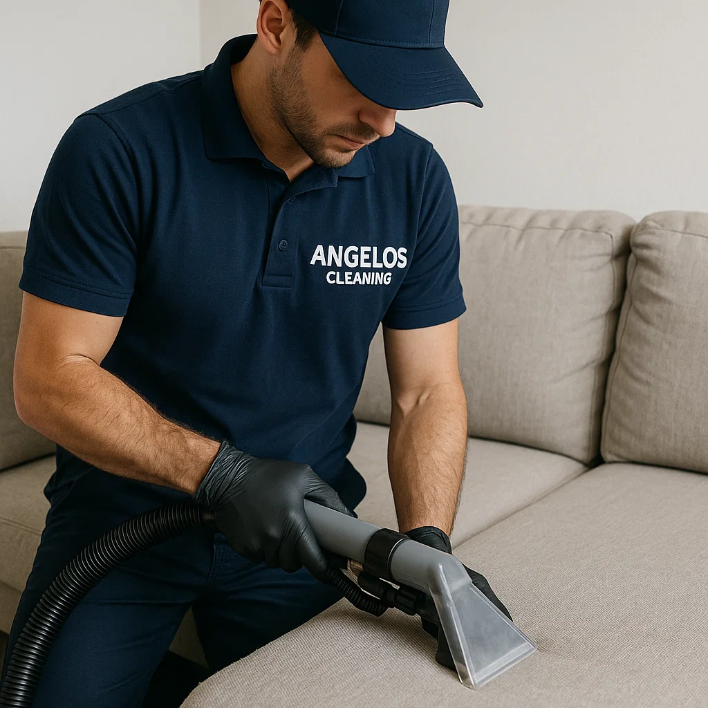 Professional sofa cleaning — thorough pre-vac and extraction