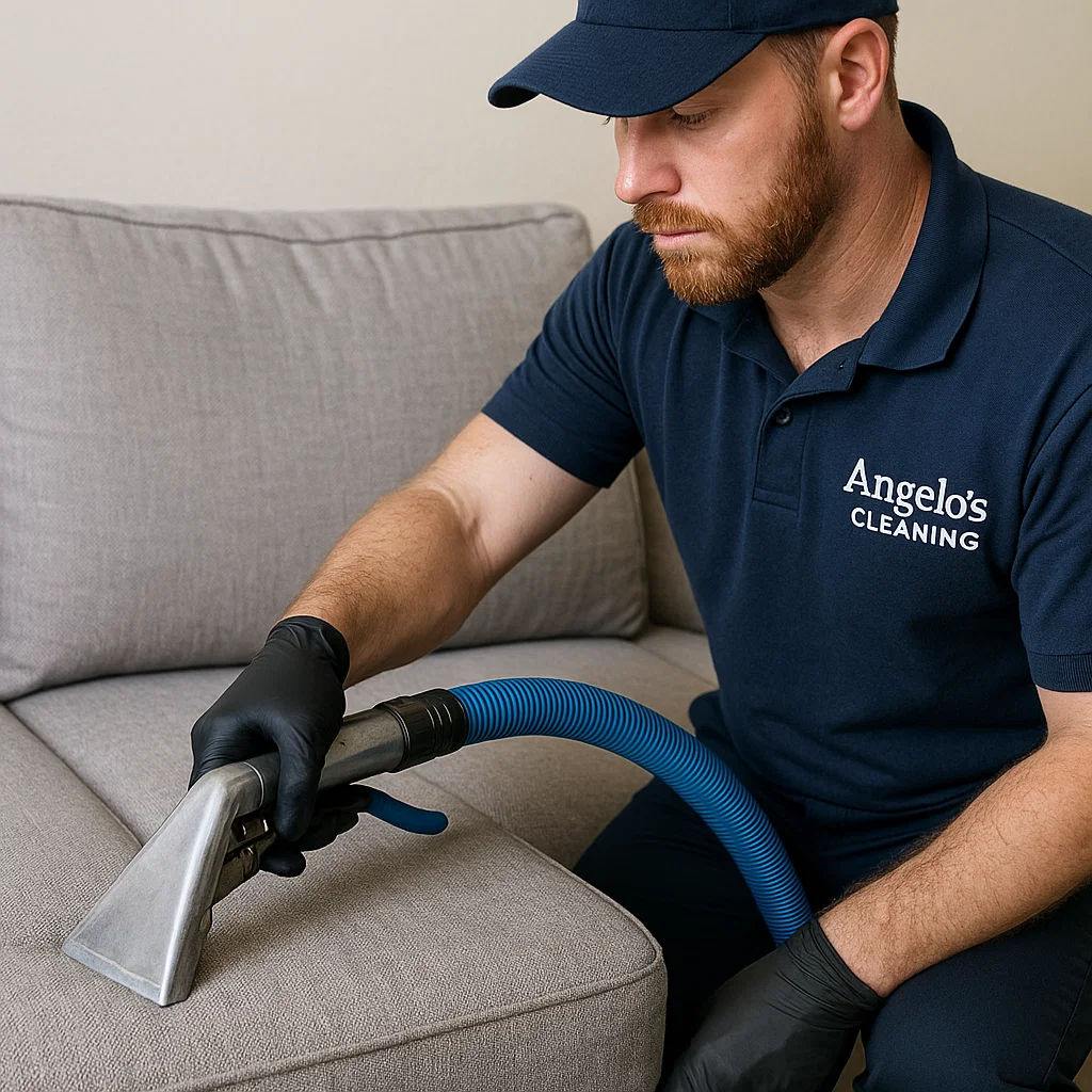 Before & after sofa cleaning — pet area sanitized