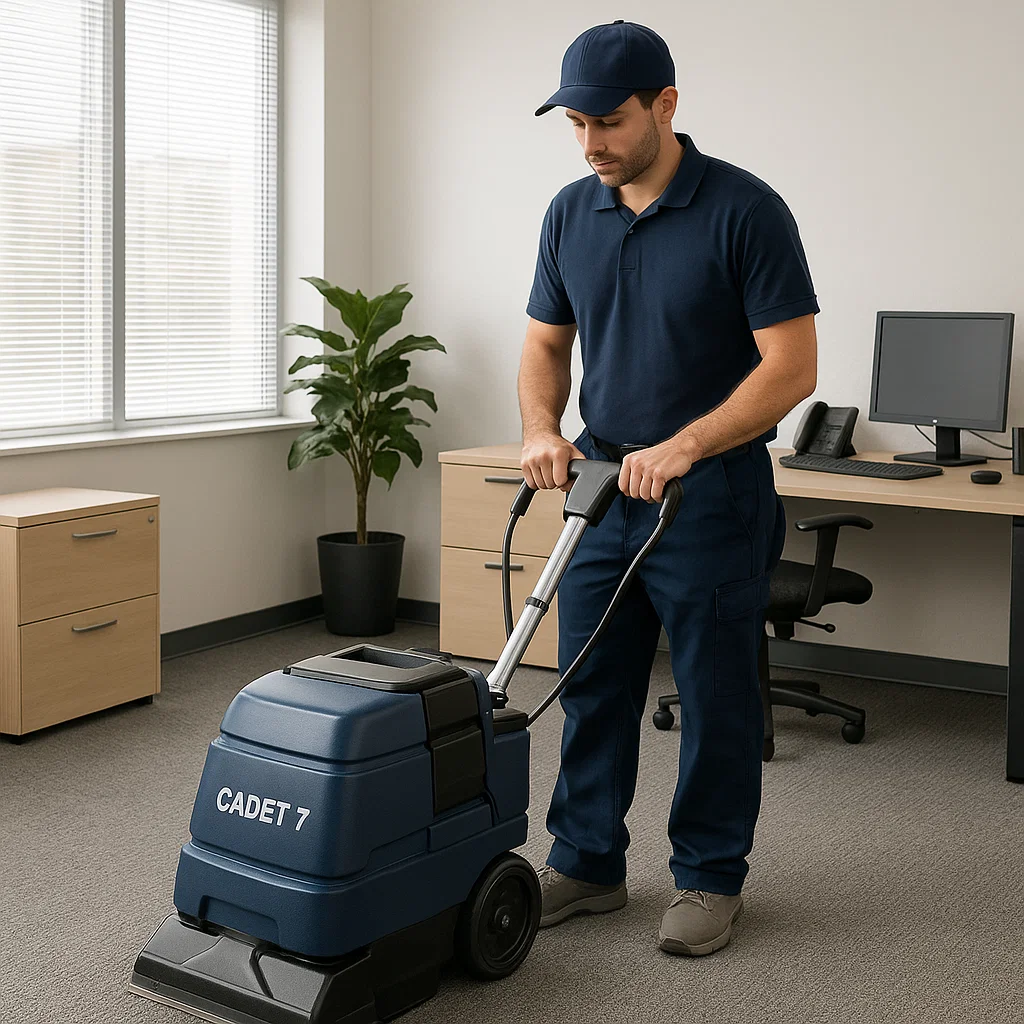 Freshly cleaned bedroom carpet with open windows for ventilation
