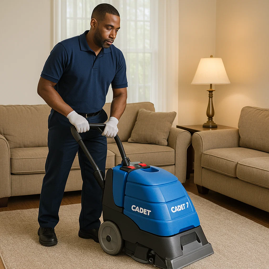 Professional carpet cleaning with hot-water extraction in Delaware County, PA