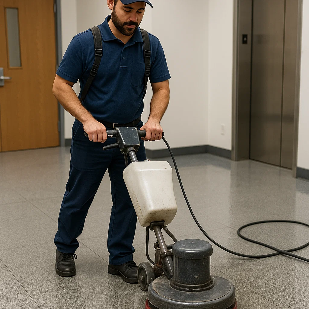 Before and after composite floor cleaning — dentist office