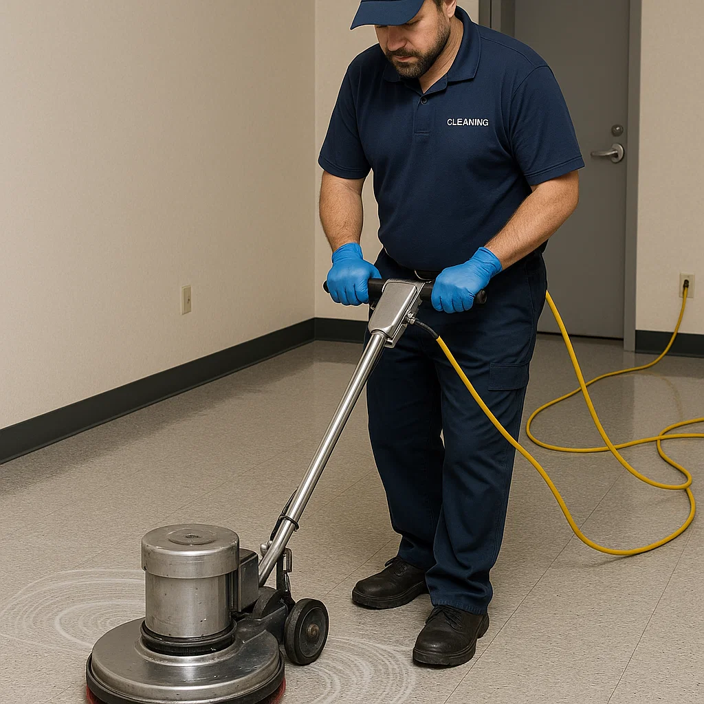 Crew inspecting composite floor after sealing