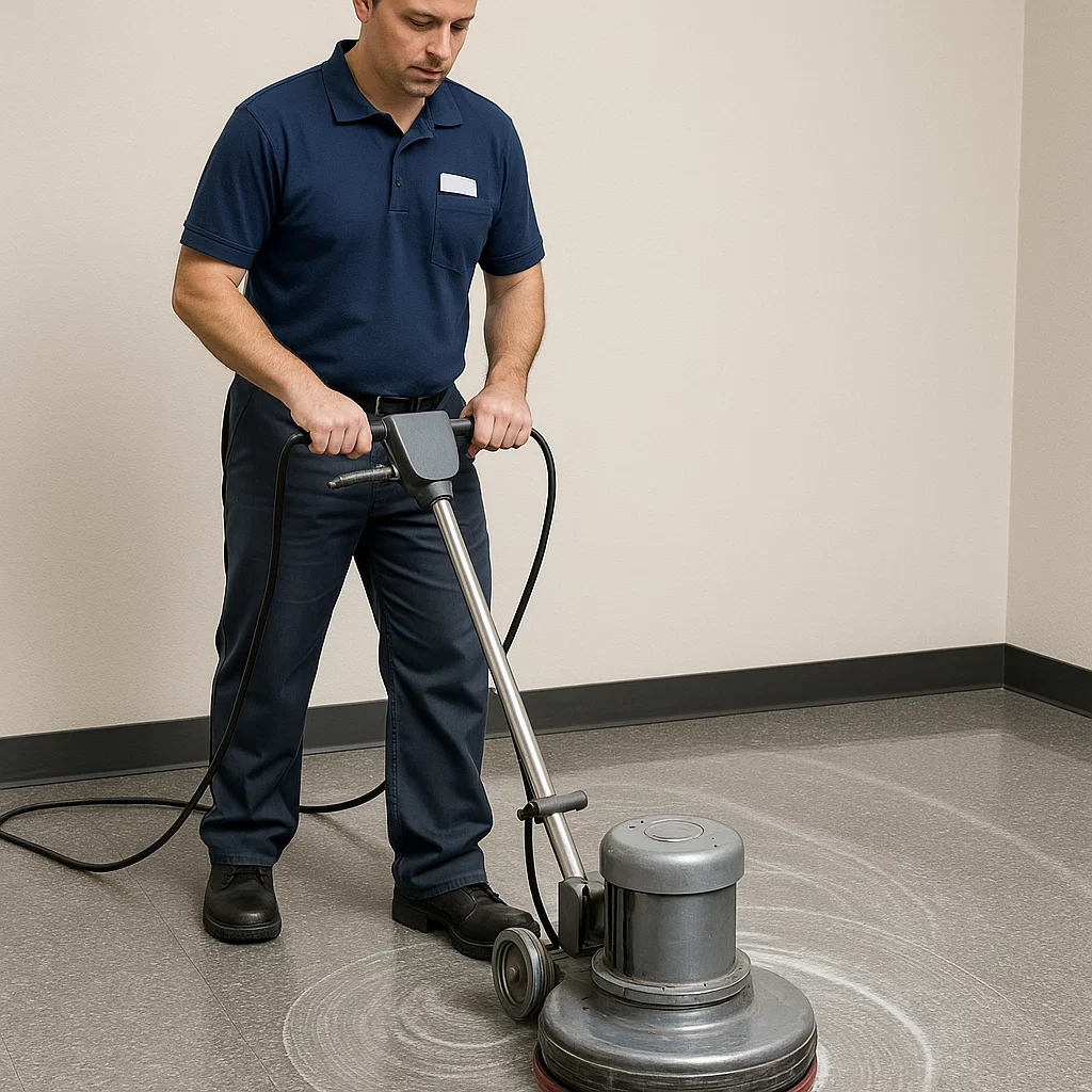 Technician preparing equipment for next section