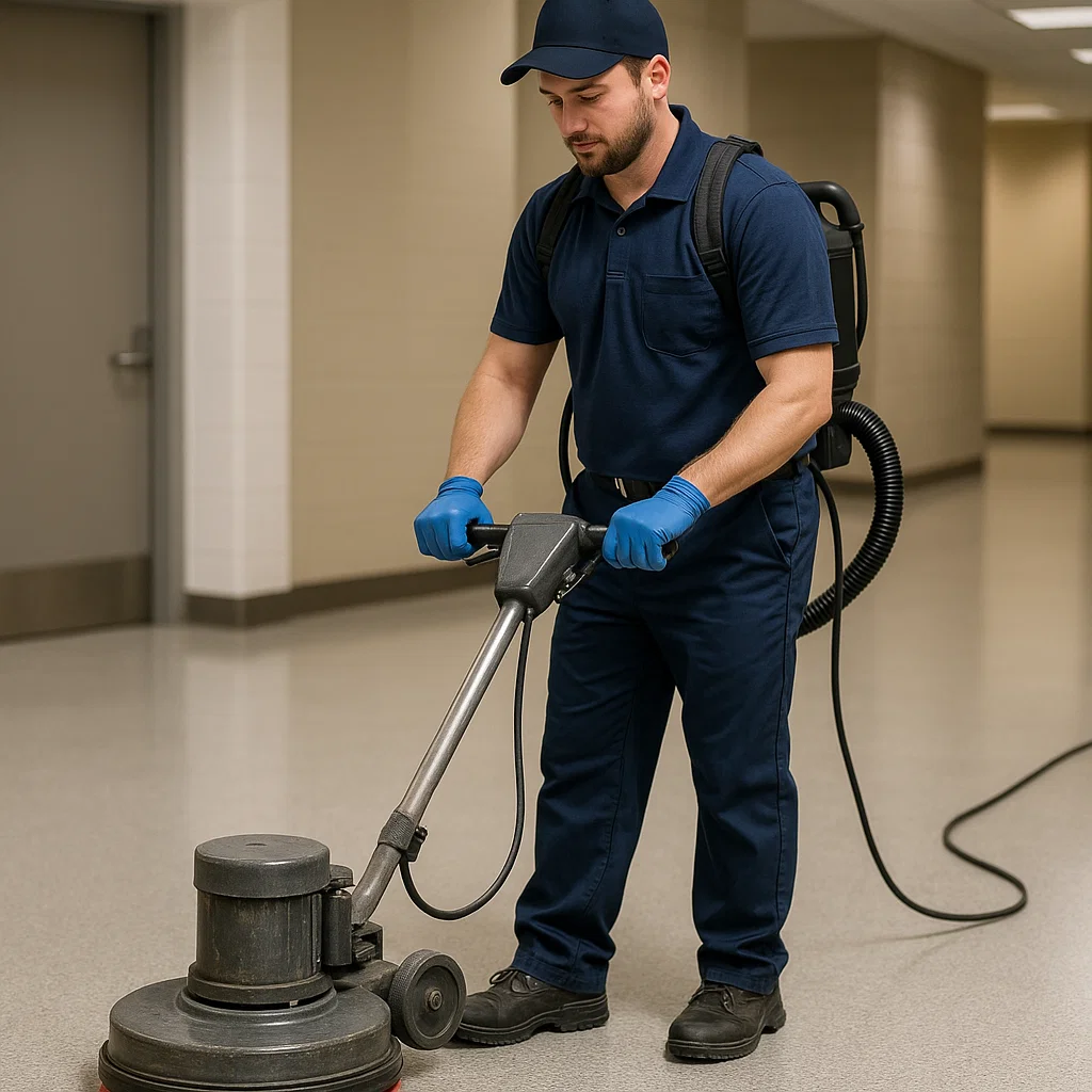 Edge detailing around baseboards during floor cleaning