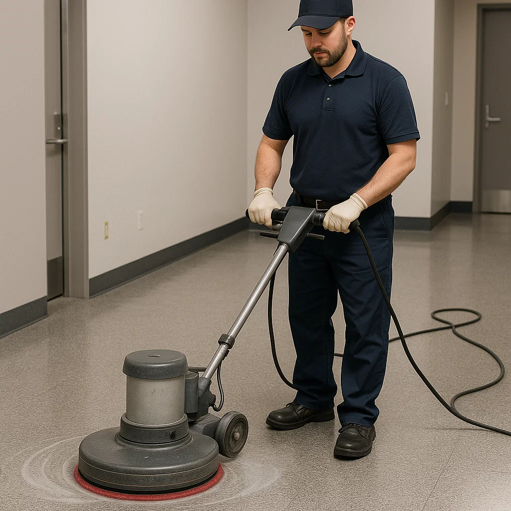 Before and after composite floor cleaning — assisted living