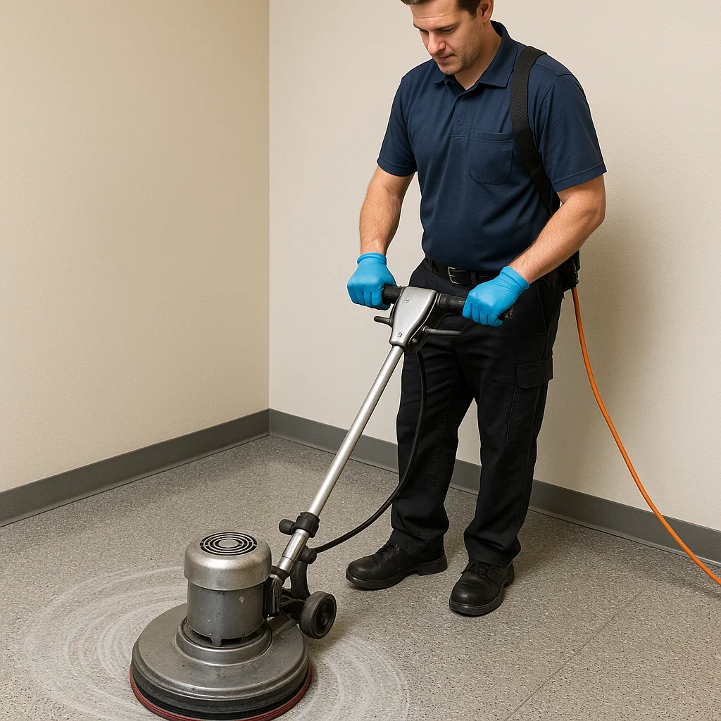 Technician preparing new sealer batch