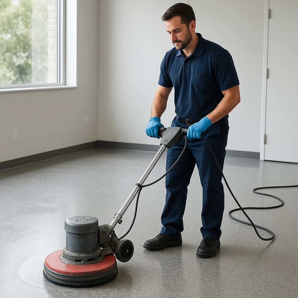 Before and after composite floor cleaning — hospital wing
