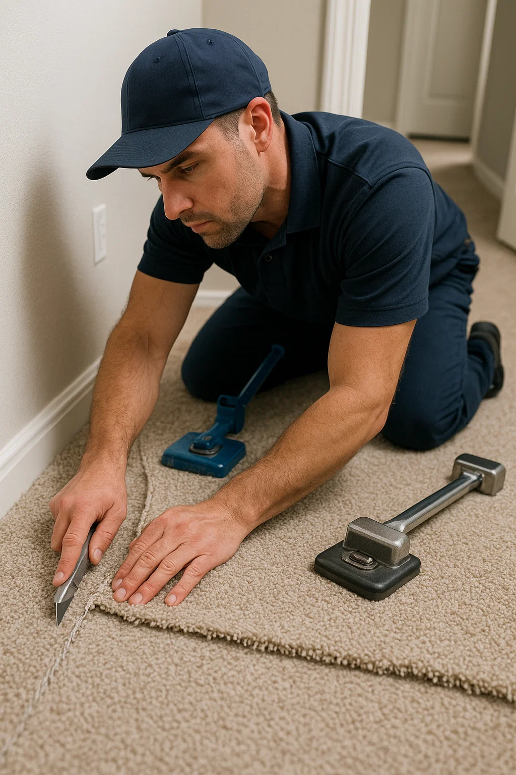 Carpet repair team at Angelos Hard Floor and Duct Cleaning