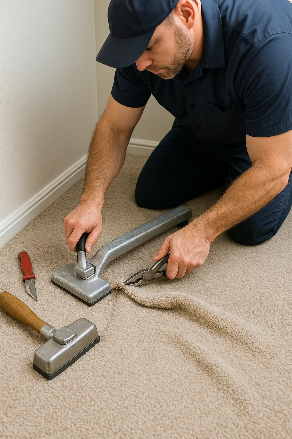Comprehensive carpet repair team at Angelos Hard Floor and Duct Cleaning