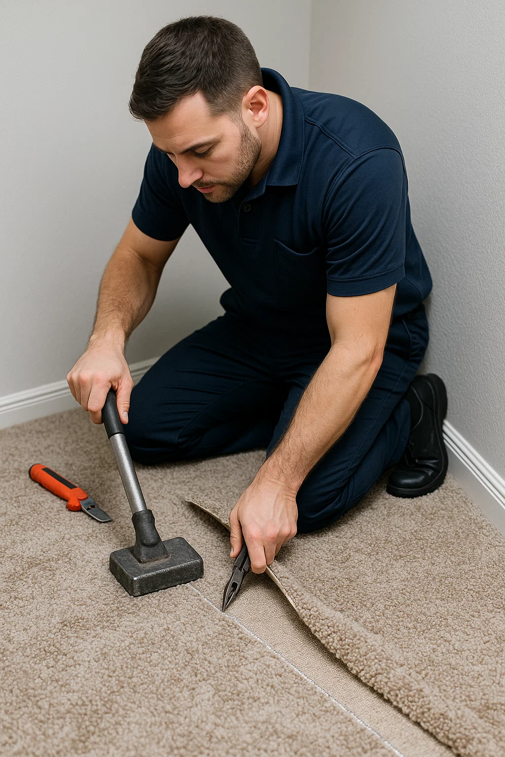 Commercial carpet repair team at Angelos Hard Floor and Duct Cleaning