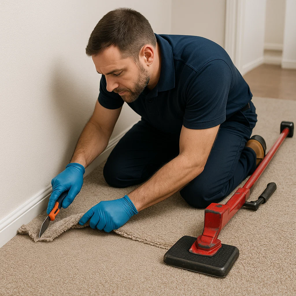Carpet repair experts at Angelos Hard Floor & Duct Cleaning