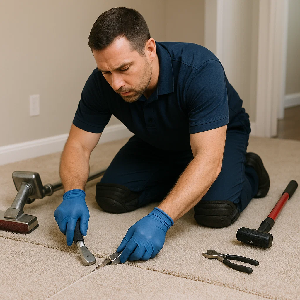 Expert carpet repair team at Angelos Hard Floor & Duct Cleaning