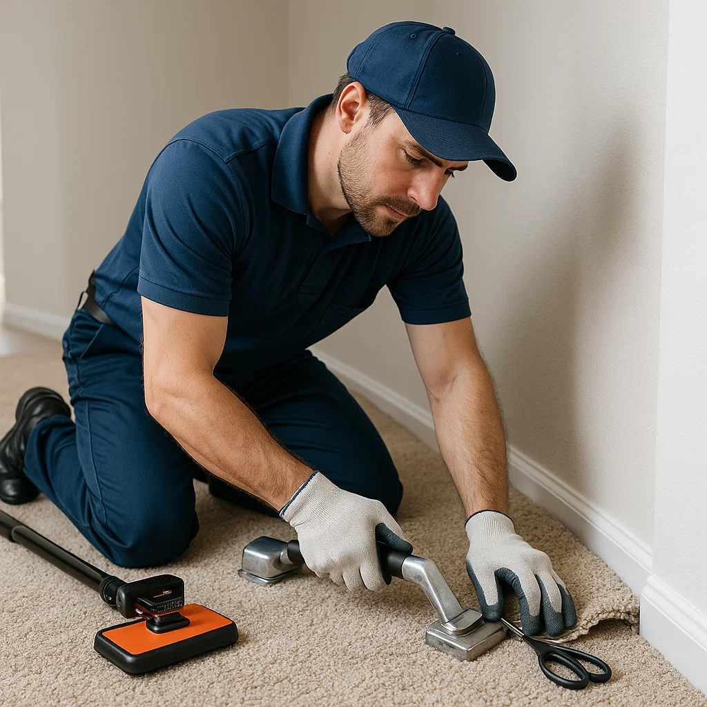 Commercial carpet repair team at Angelos Hard Floor & Duct Cleaning