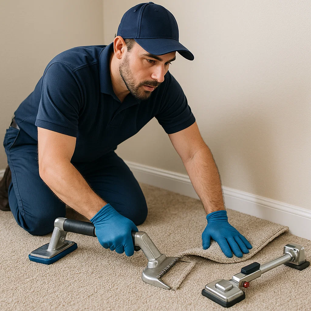 Residential carpet repair professionals at Angelos Hard Floor & Duct Cleaning
