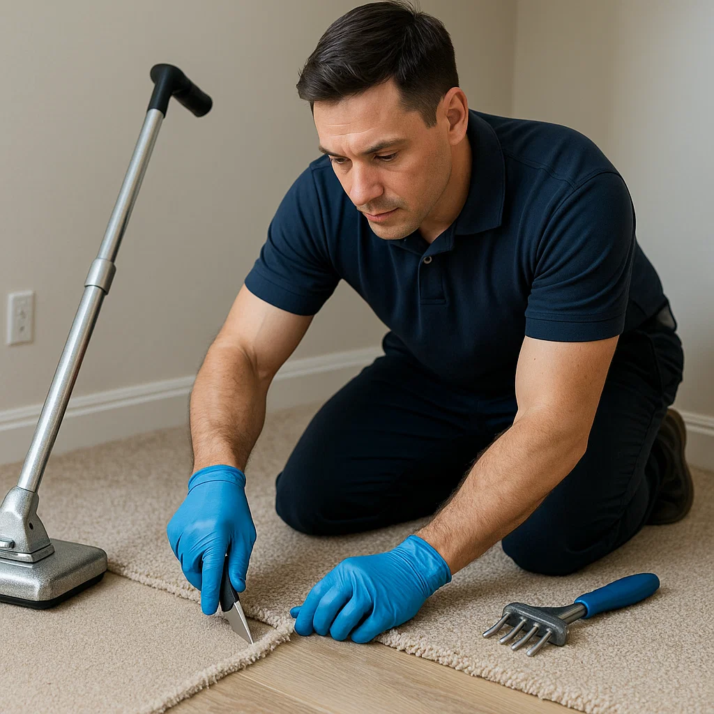 On-site carpet repair from Angelos Hard Floor & Duct Cleaning