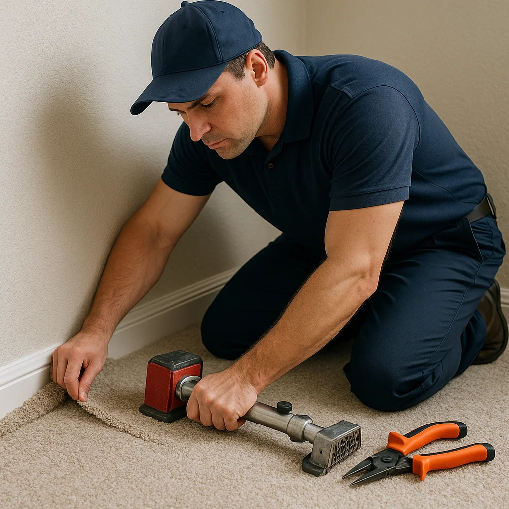 Carpet repair with Angelos Hard Floor & Duct Cleaning